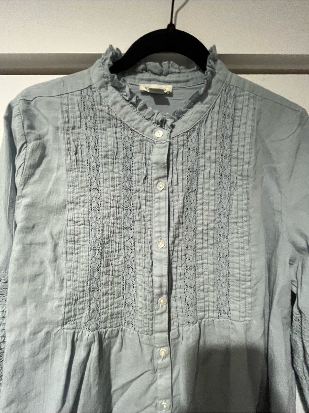 Sundance Light Blue Pintuck Button-Down Shirt - Picture 4 of 7